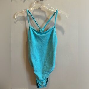 Jolyn fixed-back one-piece “Drew” swimsuit turquoise